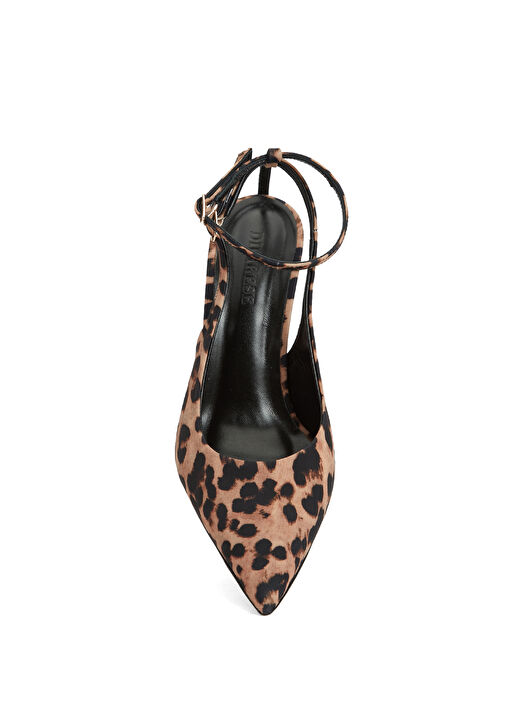 Leopar Desenli Deri Topuklu Ayakkabı - Görsel 5