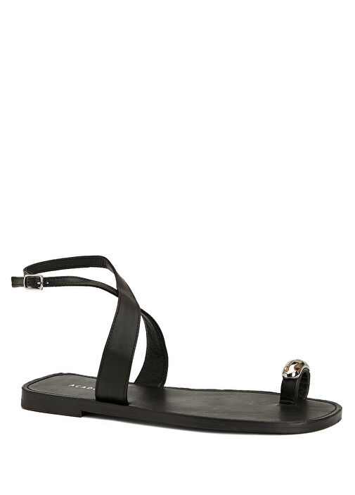 Siyah Kadın Deri Sandalet - Görsel 3