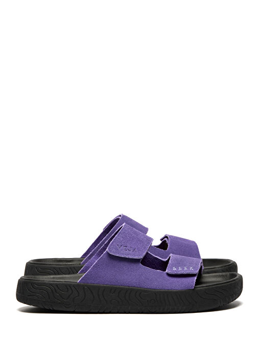 Etna Siyah Mor Kadın Süet Terlik - Görsel 4