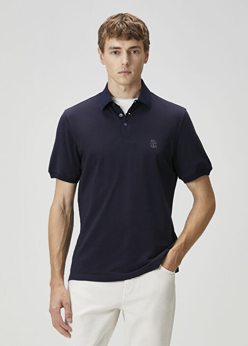 Brunello Cucinelli - Lacivert Polo T-shirt - Koyu Mavi