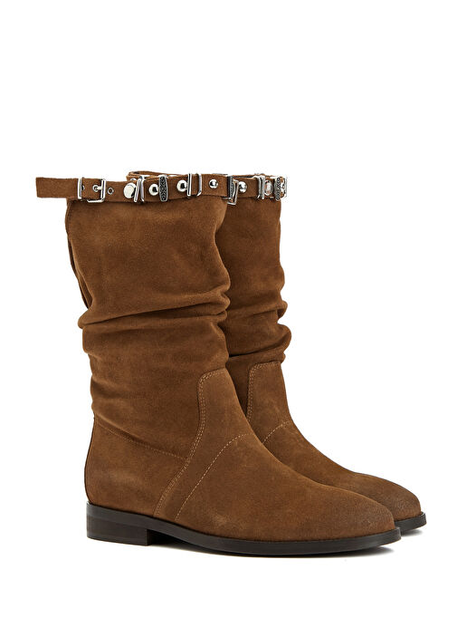 Taba Taşlı Kadın Süet Bot - Görsel 3