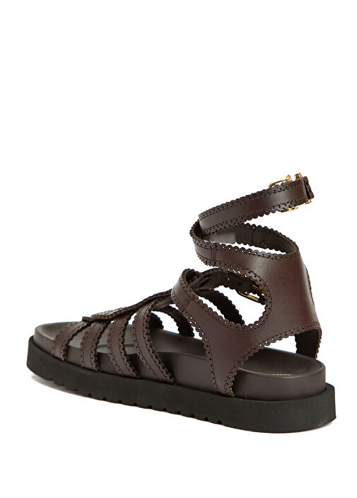 Goldie Gladiator Kahverengi Kadın Deri Sandalet - Görsel 4