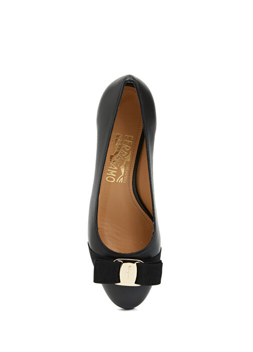 Siyah Deri Topuklu Ayakkabı - Görsel 5