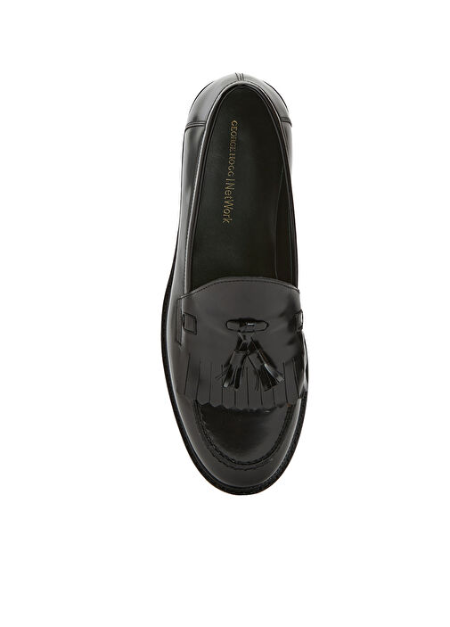 Siyah Kadın Açma Deri Loafer - Görsel 5