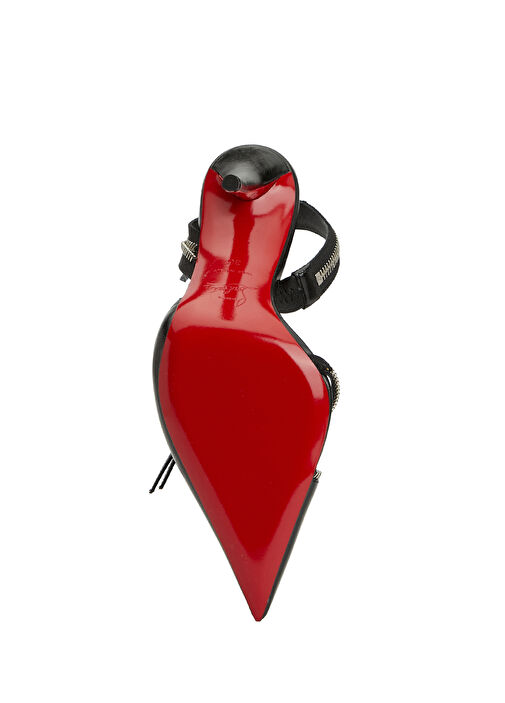 Slingyzip Siyah Deri Topuklu Ayakkabı - Görsel 6