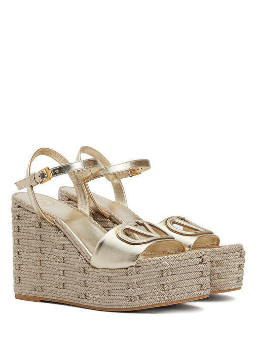 Gold Logo Detaylı Kadın Deri Espadril - Görsel 3