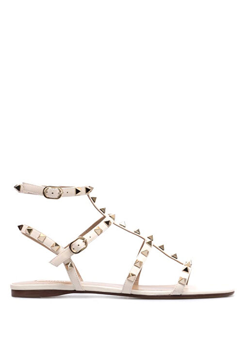 Rockstud Kahverengi Troklu Kadın Deri Sandalet - Görsel 2