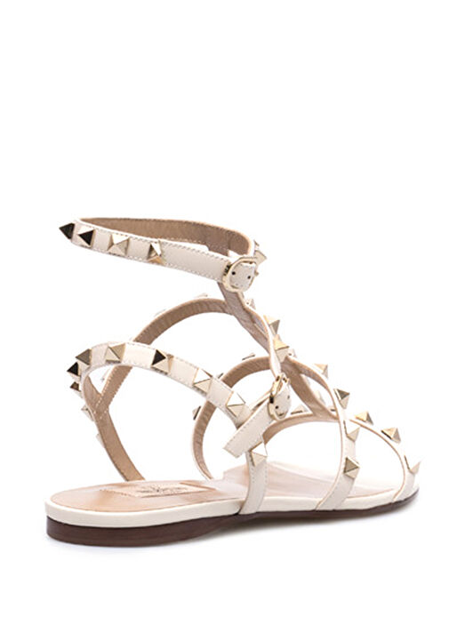 Rockstud Kahverengi Troklu Kadın Deri Sandalet - Görsel 4