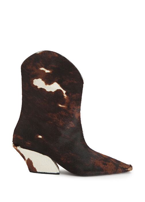 Kahve Beyaz Kadın Deri Bot - Görsel 2