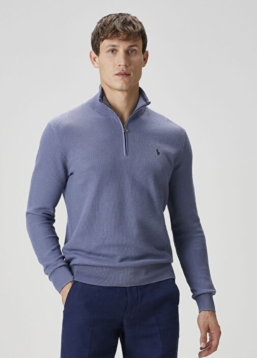 POLO ラルフローレン Polo Ralph Lauren - Mavi Yakası Fermuarlı Kazak - Mavi