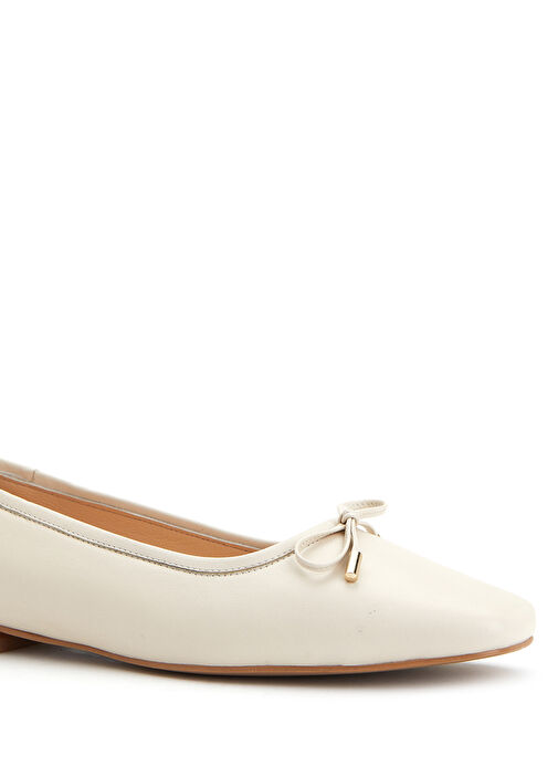 Kırık Beyaz Kadın Deri Babet - Görsel 7