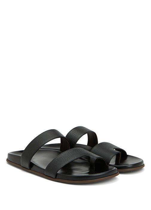 Hugh Siyah Kadın Deri Terlik - Görsel 3