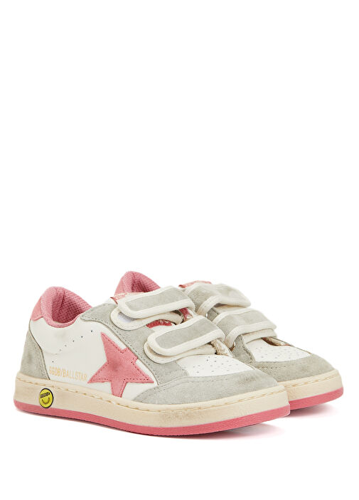 Ball Star Beyaz Pembe Çocuk Deri Sneaker - Görsel 3