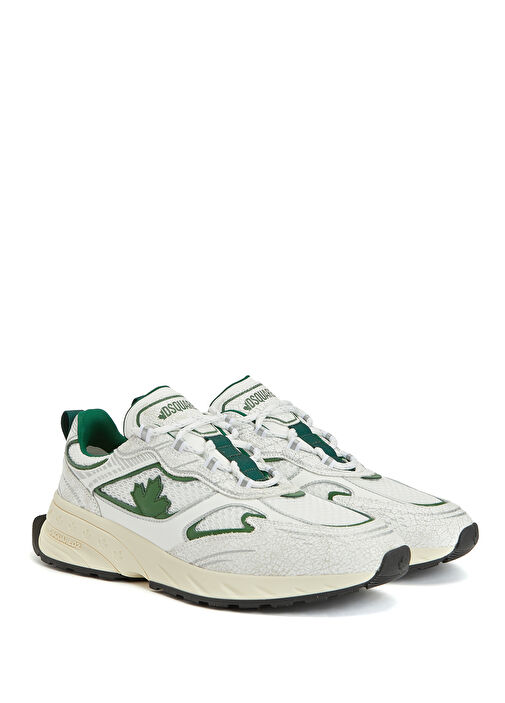 Beyaz Yeşil Erkek Deri Sneaker - Görsel 3