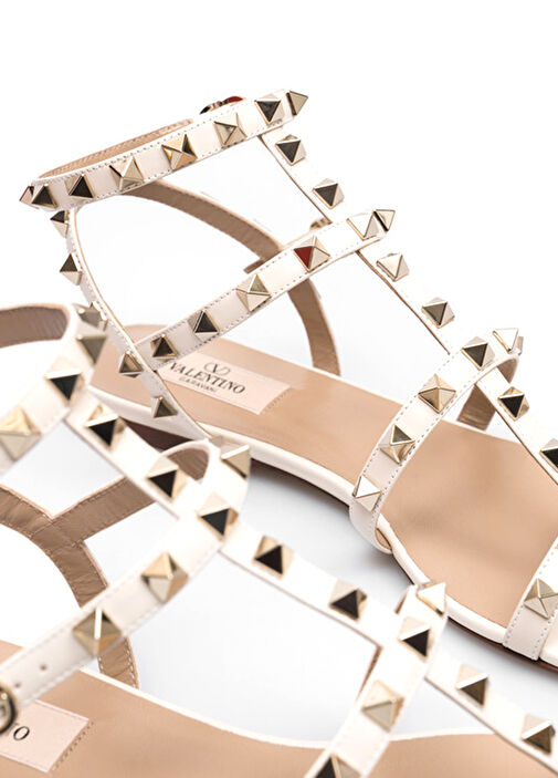 Rockstud Kahverengi Troklu Kadın Deri Sandalet - Görsel 6