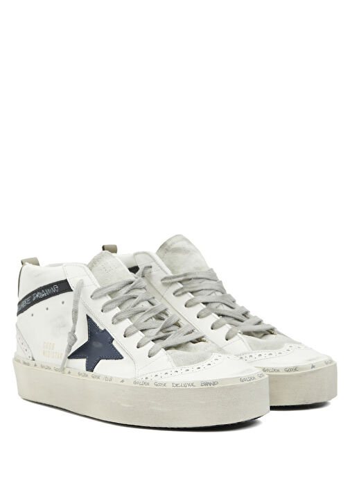 Mid Star Lacivert Beyaz Kadın Deri Sneaker - Görsel 3