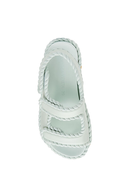 Su Yeşili Kadın Deri Sandalet - Görsel 5