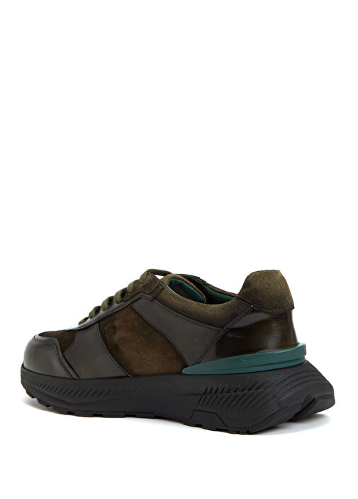 Haki Vibram Taban Detaylı Erkek Deri Sneaker - Görsel 4