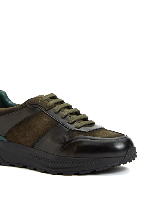 Haki Vibram Taban Detaylı Erkek Deri Sneaker - Görsel 7