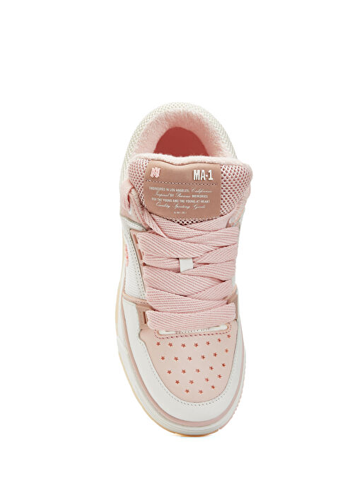 Pembe Beyaz Kadın Deri Sneaker - Görsel 5
