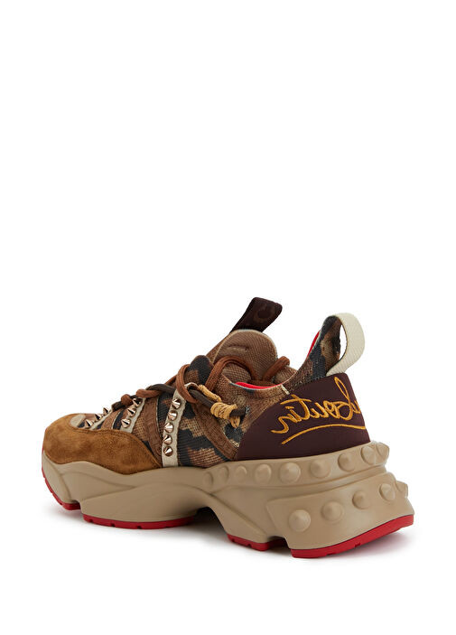 Trailnrun Leopar Desenli Kadın Deri Sneaker - Görsel 4