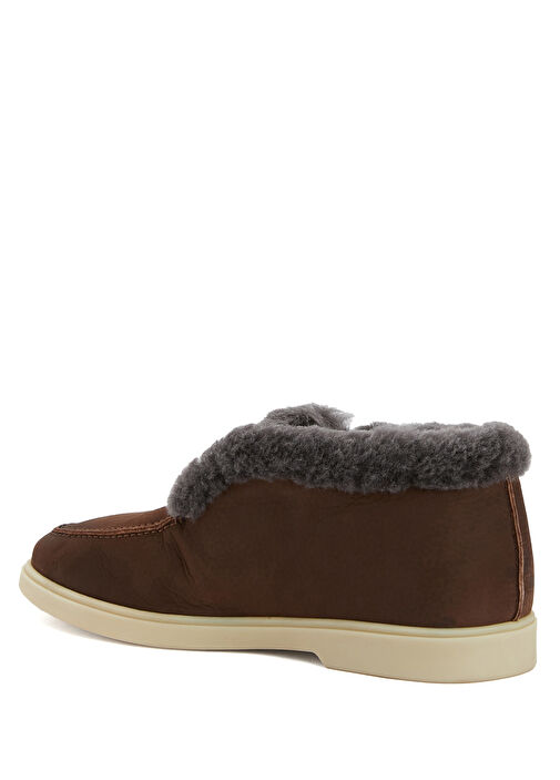 Koyu Kahverengi Kadın Deri Loafer - Görsel 4