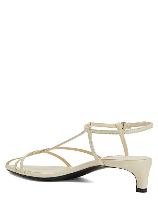 Beyaz Bantlı Kadın Deri Sandalet - Görsel 4