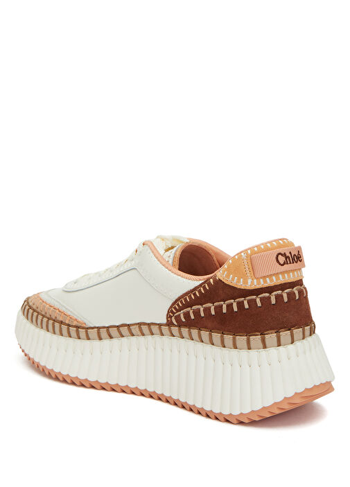 Turuncu Beyaz Kadın Deri Sneaker - Görsel 4