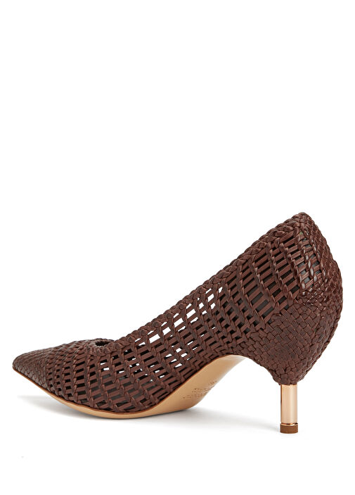 Kahverengi Deri Topuklu Ayakkabı - Görsel 4