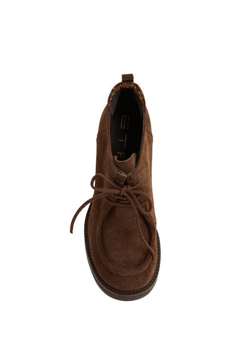 Texan Kahverengi Süet Topuklu Ayakkabı - Görsel 5