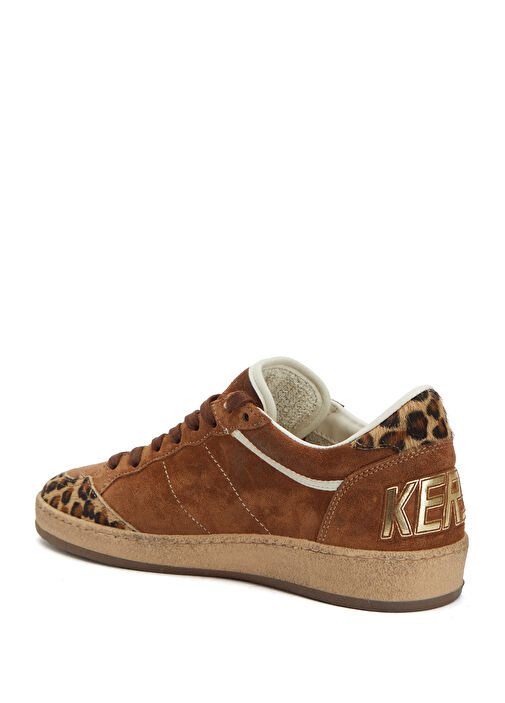 Ball Star Leopar Desenli Kadın Deri Sneaker - Görsel 4