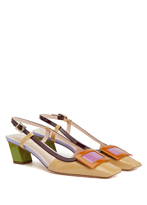 Belle Çok Renkli Deri Topuklu Ayakkabı - Görsel 3