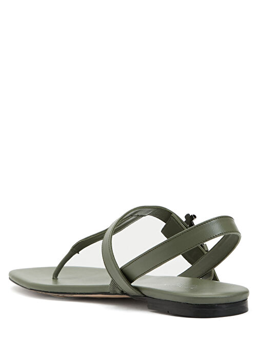Haki Kadın Deri Sandalet - Görsel 4