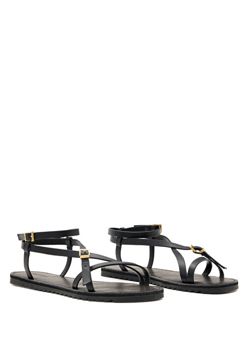 Tyla Siyah Kadın Deri Sandalet - Görsel 3