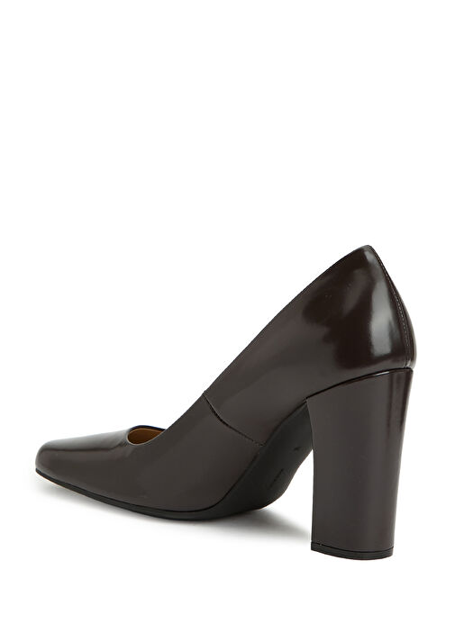 Koyu Kahverengi Deri Topuklu Ayakkabı - Görsel 4