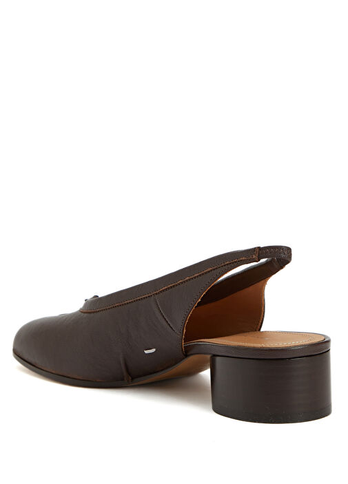 Tabi Kahverengi Deri Topuklu Ayakkabı - Görsel 4