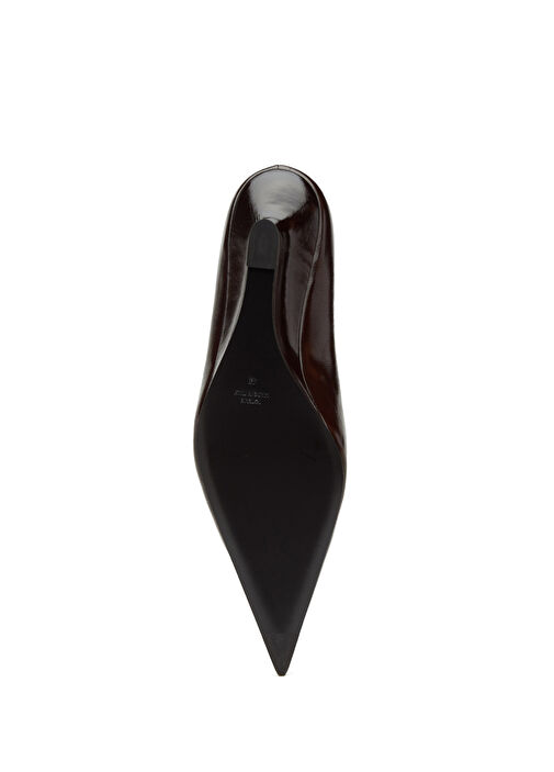 Sharp Kahverengi Deri Topuklu Ayakkabı - Görsel 6