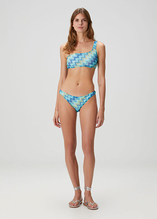 Missoni Yeşil-Mavi Kadın Mavi Zikzak Desenli Bikini Takımı 1774701