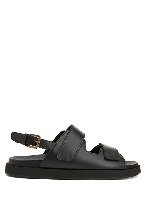 Siyah Erkek Deri Sandalet - Görsel 2