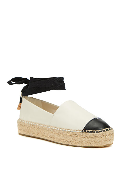 Ekru Siyah Kadın Deri Espadril - Görsel 3
