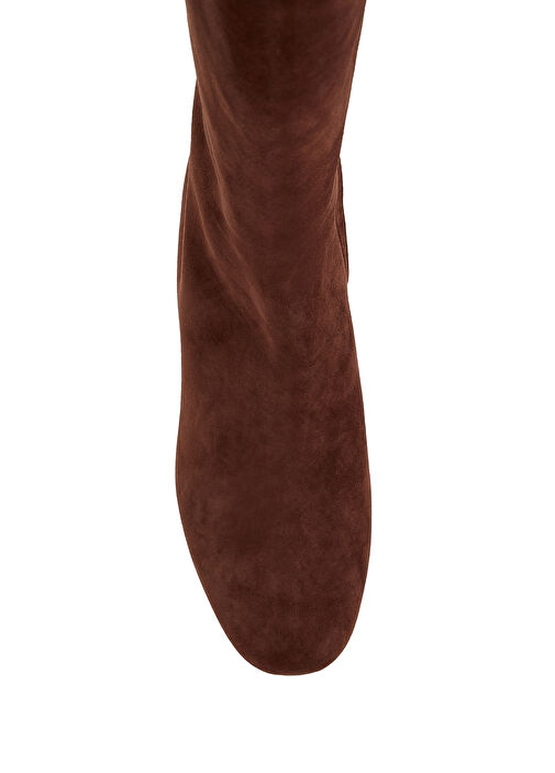 Bordo Taşlı Kadın Süet Çizme - Görsel 10