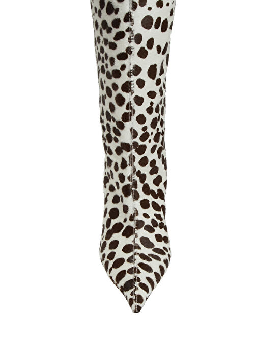 Nina Kahve Beyaz Desenli Kadın Deri Çizme - Görsel 5