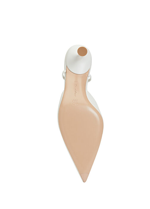 Beyaz Deri Topuklu Ayakkabı - Görsel 6