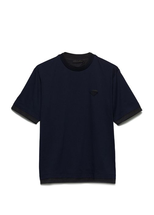 Prada Mavi Erkek Mavi Pamuklu Kısa Kollu Erkek T-shirt 1823232