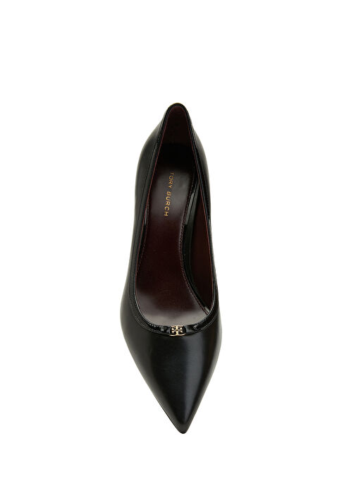 Siyah Deri Topuklu Ayakkabı - Görsel 5