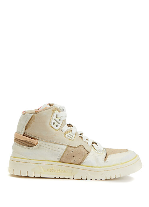 Beyaz Logo Detaylı Kadın Deri Bilek Boy Sneaker - Görsel 2