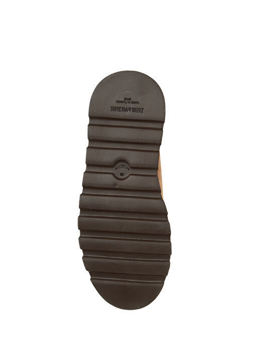 Taba Shearling Detaylı Kadın Deri Terlik - Görsel 6