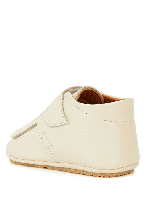 Krem Püskül Detaylı Unisex Bebek Deri Ayakkabı - Görsel 4
