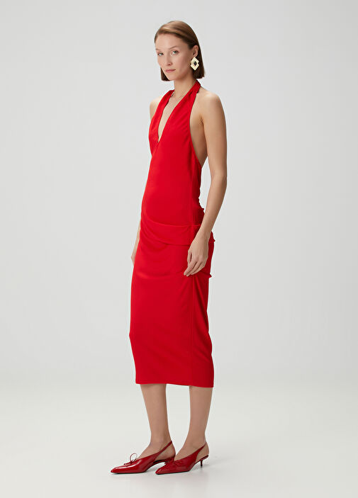 Jacquemus ジャックムス Halter V-neck Dress レッド Jacquemus Pasadena Halterneck Midi Dress In Red | ModeSens