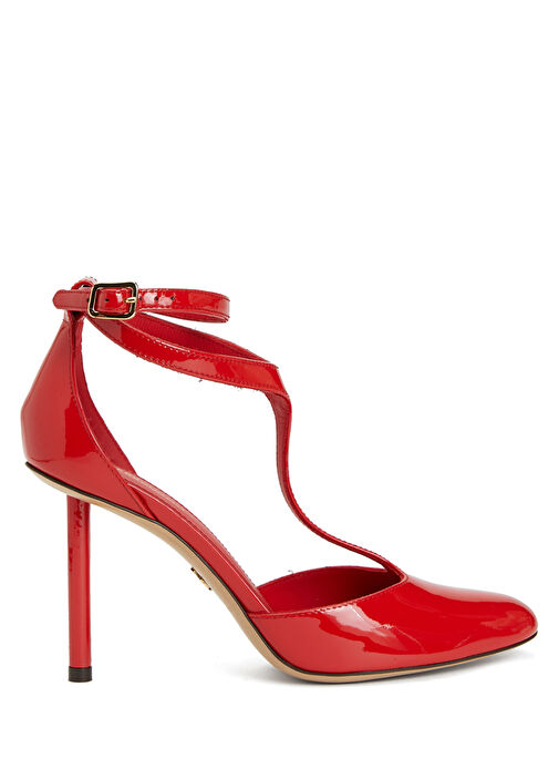 Ferragamo T-Strap Red Leather Heels